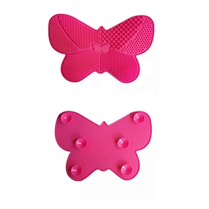 JZG 1pcs Newest Design Butterfly Shape China Factory Big Silicone Makeup Brush Cleaner Pad Mat for Sale with Suction Holder
