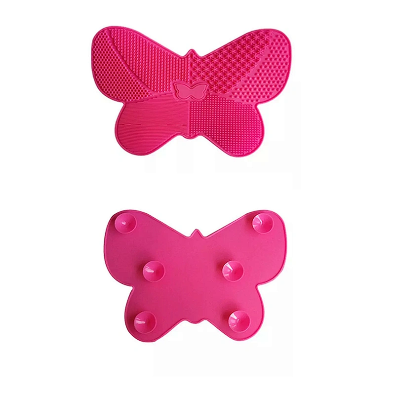 JZG 1pcs Newest Design Butterfly Shape China Factory Big Silicone Makeup Brush Cleaner Pad Mat for Sale with Suction Holder
