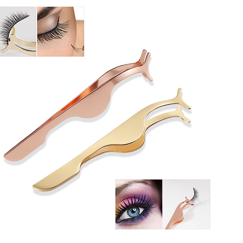 1PC Eye Lash Applicator Rose Gold False Eyelash Tweezers Clip Stainless Steel Lashes Extension Tools Beauty Makeup Kits
