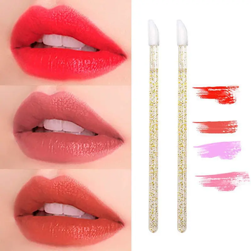 Shining Glitter Handle Lip Wands Cosmetic Lip Applicator Private Label Best Seller Disposable Lipstick Application Flocked