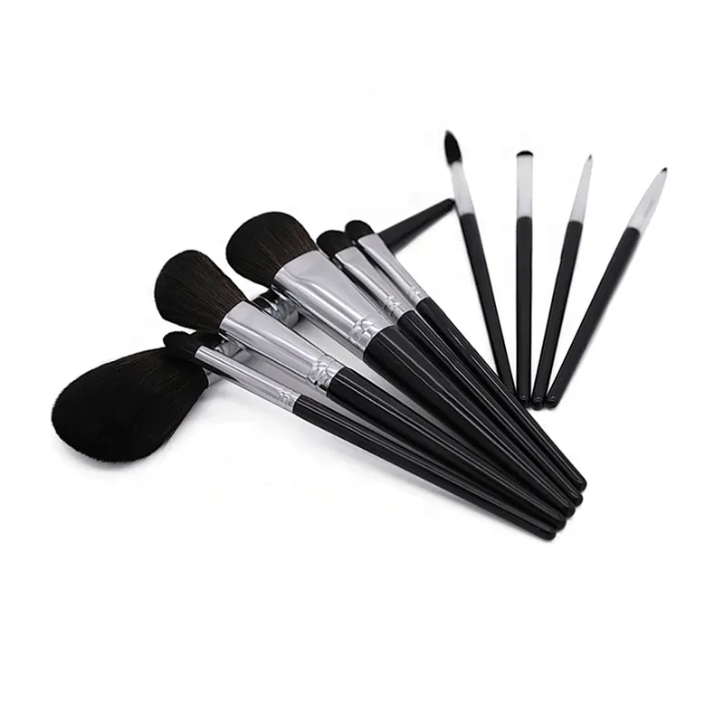 Professional 10PCS Black Eye Shadow Foundation Eyebrow Lip Brush Makeup Brushes Set Cosmetic Tool