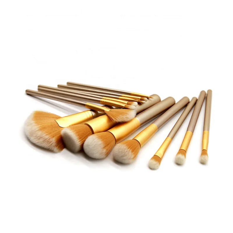 Wholesale 13pcs champagne makeup brushes with soft bristles
