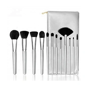 private label beauty cosmetic 12pcs brush set soft hair white makeup brushes with makeup bag