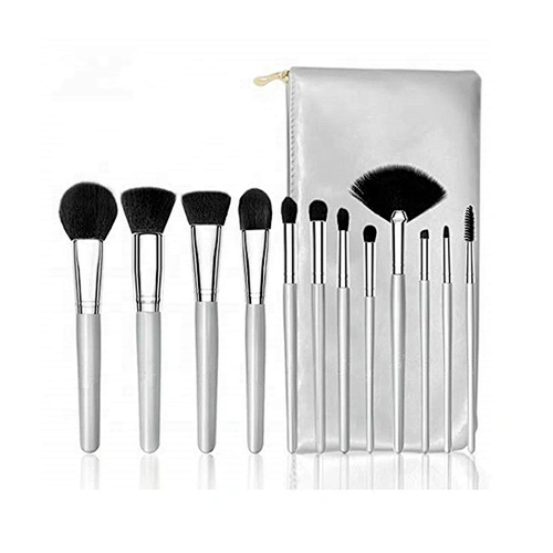 private label beauty cosmetic 12pcs brush set soft hair white makeup brushes with makeup bag