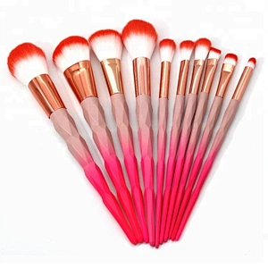 12pcs red macaron make up brushes set professional diamond rainbow beauty cosmetics tools for makeup
