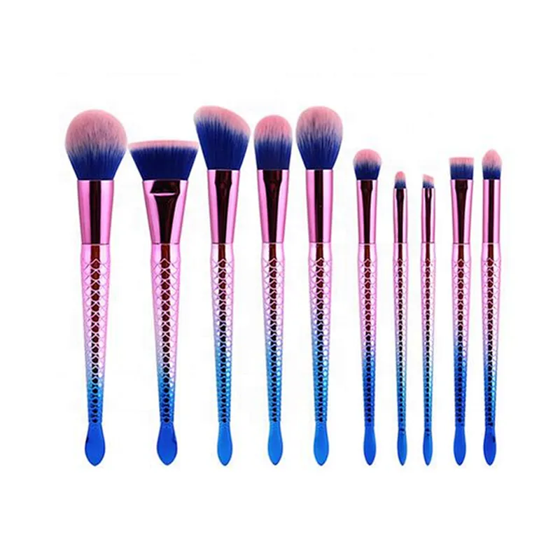 10PCS Mermaid Makeup Brushes Set With Case