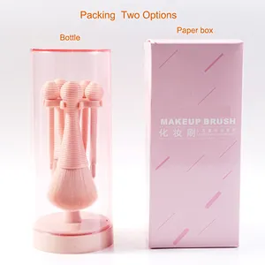 5pcs Spiral texture brush handle private label makeup brush set portable beauty make up brushes Tool with packaging bucket box