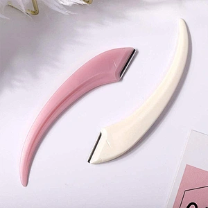 JZG 1pcs High Quality Fashionable Design Half Moon Shape Plastic Handle Single Blade Eyebrow Trimmer