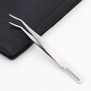 JZG 1pcs Professional Stainless Steel Eyebrow Tweezers Private Label Cosmetic Volume Eyebrow Tweezers Clip With Comb