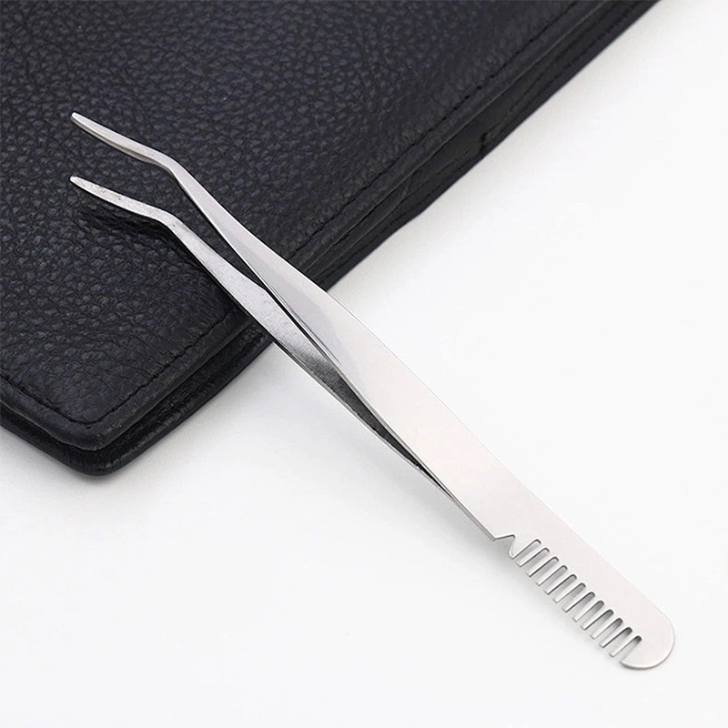 JZG 1pcs Professional Stainless Steel Eyebrow Tweezers Private Label Cosmetic Volume Eyebrow Tweezers Clip With Comb