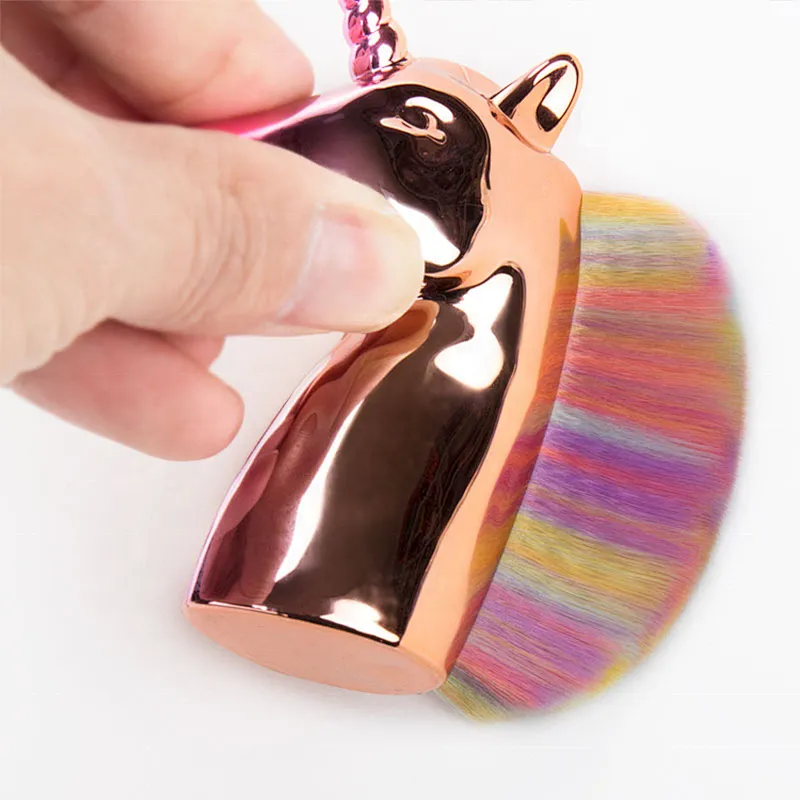 Newest Unique Single Makeup Brushes Rainbow Synthetic Hair Blush Brush Powder Brush Cosmetic Face Beauty Tools