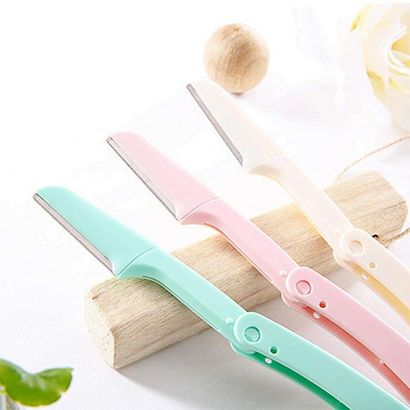 JZG 1pcs Wholesale Folding Eyebrow Shaver Mini Plastic Eyebrow Razor Tool Cosmetic Eyebrow Knife
