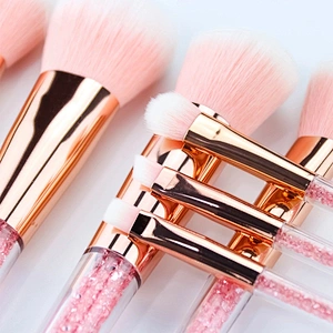 JZG High Quality Vegan Professional Custom Logo Crystal Handle 7pcs glitter Makeup Brushes Set