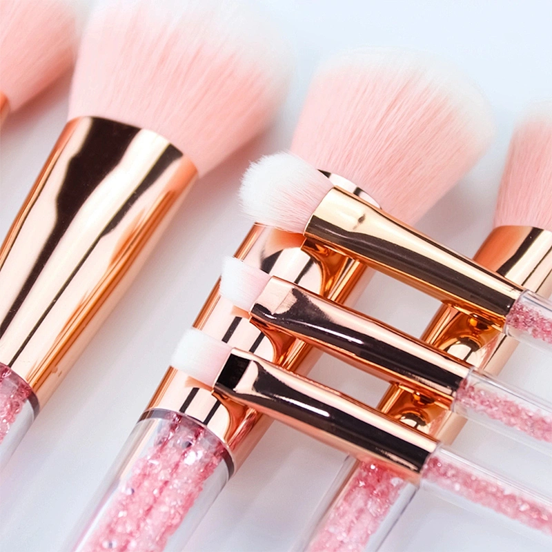 JZG High Quality Vegan Professional Custom Logo Crystal Handle 7pcs glitter Makeup Brushes Set