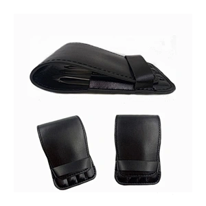 JZG High Quality Private Label 4pcs PU Leather Black Eyebrow Trimmer Tweezers Set