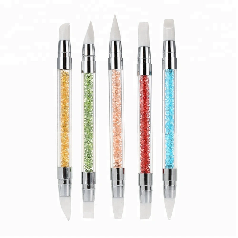 Silicone nail art pen brush nails art accessories tools supplies carving 3D image DIY dotting nail tools double head