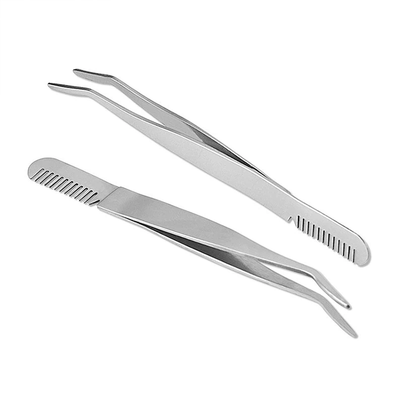 JZG 1pcs Professional Stainless Steel Eyebrow Tweezers Private Label Cosmetic Volume Eyebrow Tweezers Clip With Comb