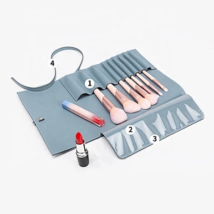 High-grade Pu simple portable folding cosmetic brush bag