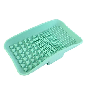 JZG 1pcs Custom Logo Multi-color New Cosmetic Makeup Brush Cleaning Pad Mat Tools Silicone Makeup Brush Cleaner Tray