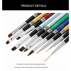 High Quality Custom Logo Rose Gold Copper Parts Germany Nail Brush 100% Pure Kolinsky Hair Acrylic Nail Art Brush