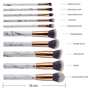 10pcs cosmetic oval high quality marble makeup brushes set
