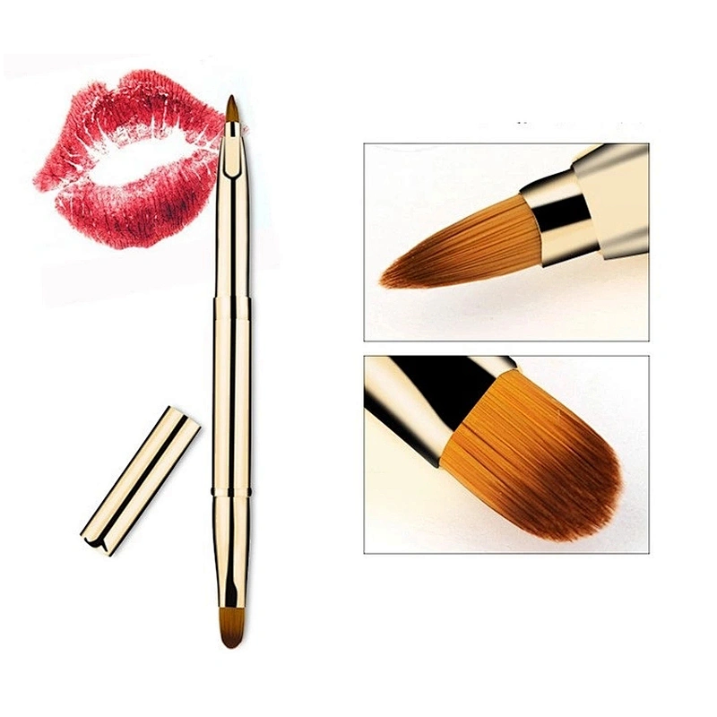 JZG High Quality Factory 1pcs Vegan Portable Retractable Cosmetic Lip Brush Travel Lipstick Gloss Makeup Brush