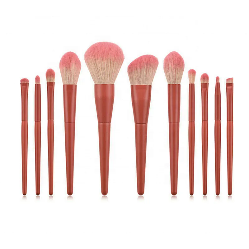 11pcs Synthetic Hair High-end Wooden Handle Makeup Brushes Set Beauty Cosmetics Tools
