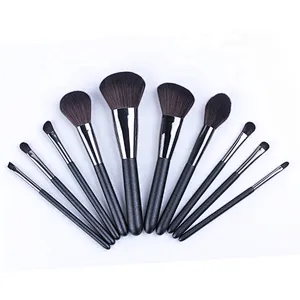 10pcs/set Black And White round Tail Wooden Handle makeup brush set