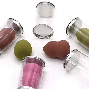 JZG Factory 1pcs Private Label LOGO OEM Travel Carring Case Cylinder Shape Puff Stand Makeup Sponge Holder