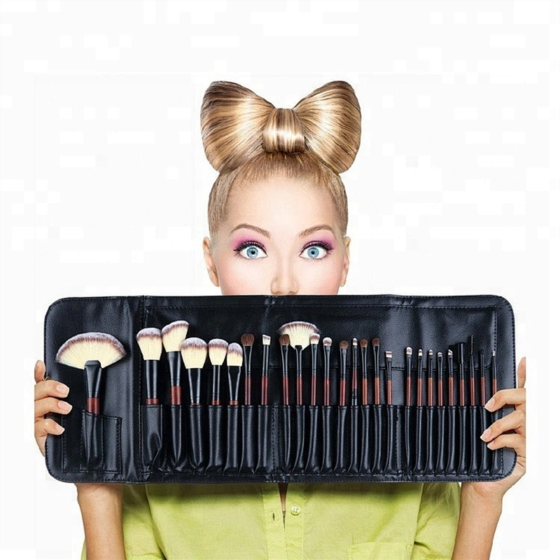 Custom Logo Mahogany Wood Handle Custom Hair 18pcs Maquiagem Makeup Brush Set Professional