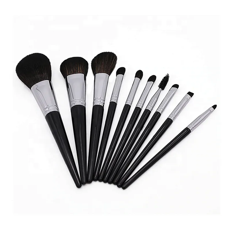 Professional 10PCS Black Eye Shadow Foundation Eyebrow Lip Brush Makeup Brushes Set Cosmetic Tool