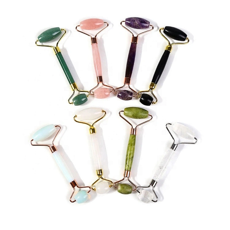 JZG Private Label Hot Selling OEM High Quality Jade Stone Facial Anti Aging Welded Natural Rose Quartz Pink Jade Roller for Face