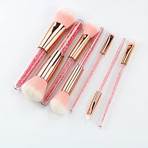 JZG High Quality Vegan Professional Custom Logo Crystal Handle 7pcs glitter Makeup Brushes Set