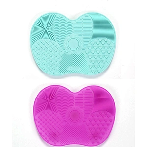 JZG 1PCS Best Seller Wholesale  Logo Soft Removal Cosmetic Brush Cleaning Cleaner Apple Shape Makeup Brush Silicone Cleaner