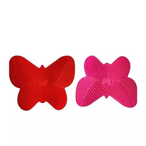 JZG 1pcs Newest Design Butterfly Shape China Factory Big Silicone Makeup Brush Cleaner Pad Mat for Sale with Suction Holder