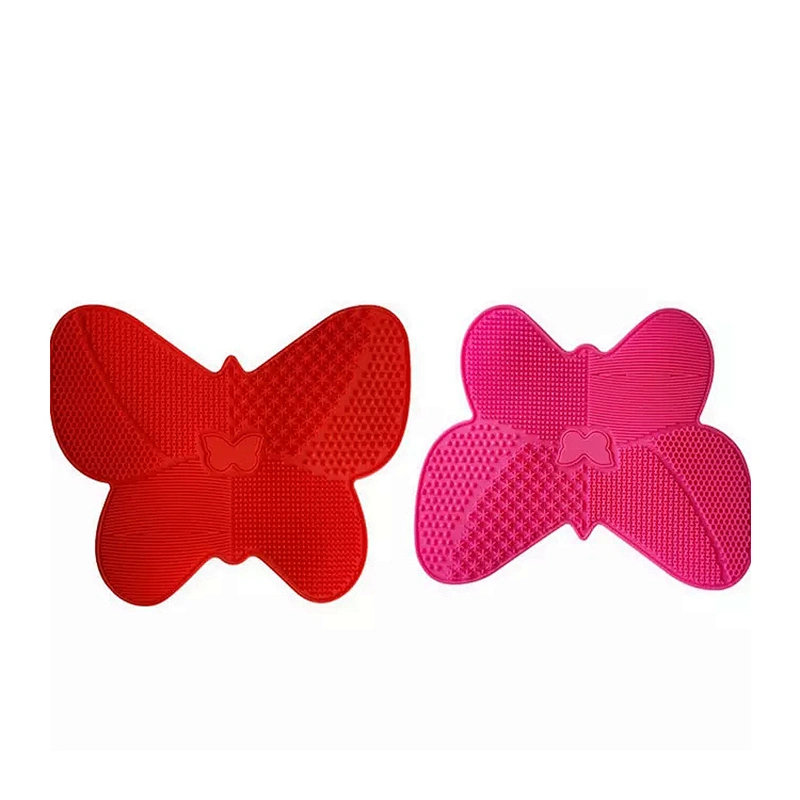 JZG 1pcs Newest Design Butterfly Shape China Factory Big Silicone Makeup Brush Cleaner Pad Mat for Sale with Suction Holder