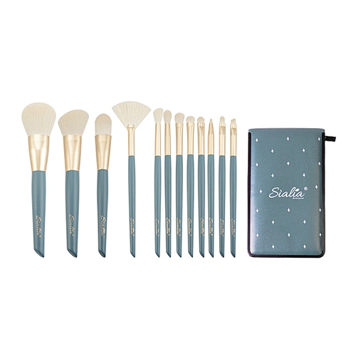Sialia Makeup Cruelty Free Cosmetic Sample Customized Professional High Quality Makeup brush Set Vegan Travel Brush with Holder