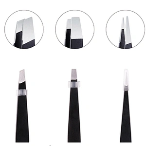 JZG 3PCS/Set Eyebrow Tweezers Stainless Steel Point Tip Eye Brow Trimmer Slant Tip/Flat Tip Hair Removal Makeup Tool with PU Bag