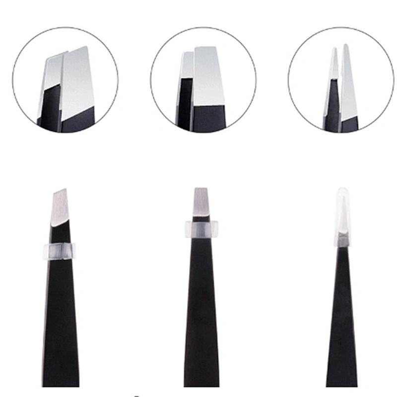 JZG 3PCS/Set Eyebrow Tweezers Stainless Steel Point Tip Eye Brow Trimmer Slant Tip/Flat Tip Hair Removal Makeup Tool with PU Bag