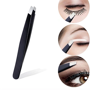JZG 3PCS/Set Eyebrow Tweezers Stainless Steel Point Tip Eye Brow Trimmer Slant Tip/Flat Tip Hair Removal Makeup Tool with PU Bag