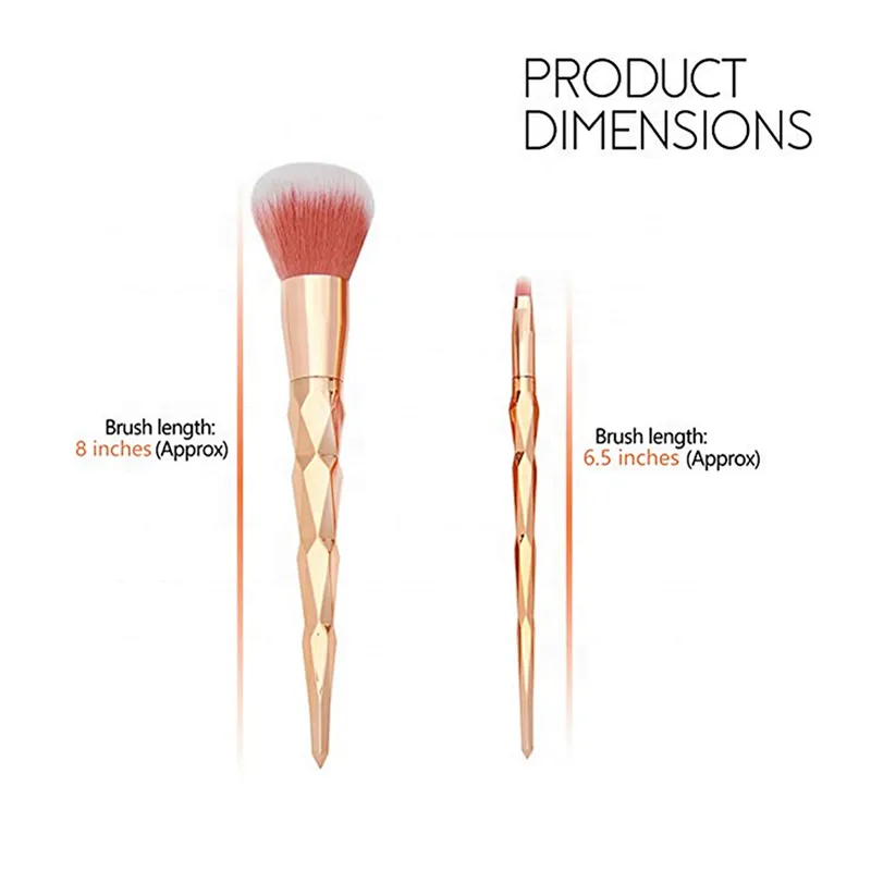 High Quality Rainbow Color Rose Gold Handle Foundation Eyeshadow Makeup Brushes Set