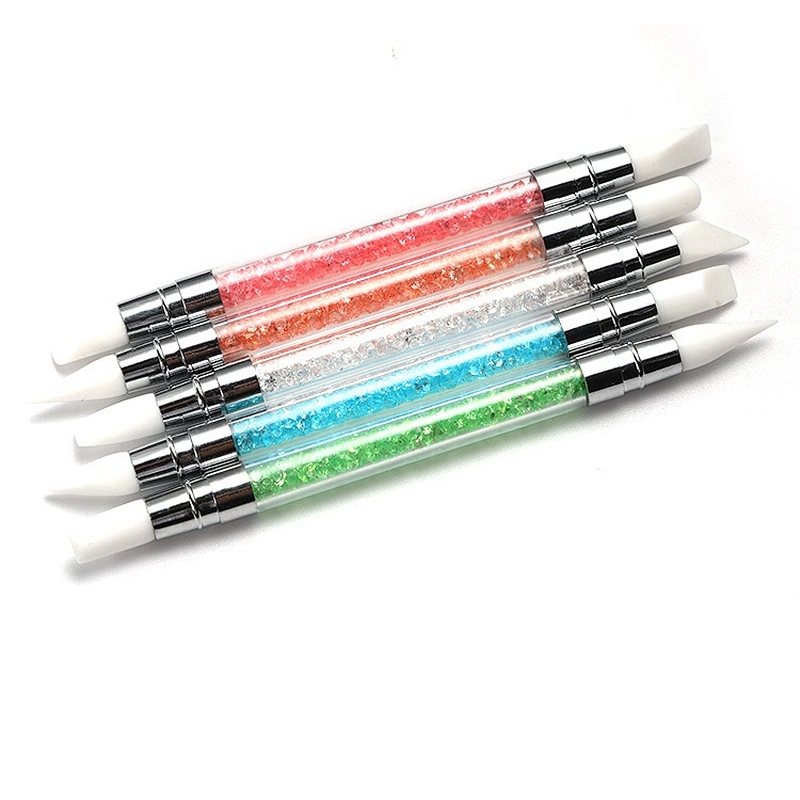 Silicone nail art pen brush nails art accessories tools supplies carving 3D image DIY dotting nail tools double head
