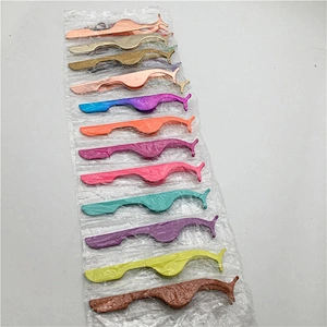 JZG 1pcs Colorful Private Label Glitter False Eyelashes Tweezer Gold Rose Gold Eyelash Applicator with Custom Packaging