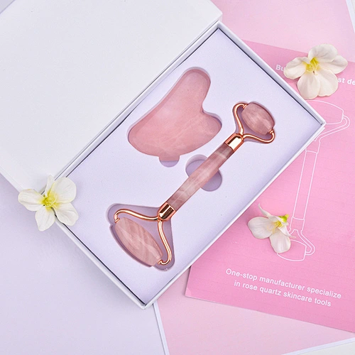 High Quality 100% Natural Nephrite Jade Roller Rose Quartz Massager For Face With Box