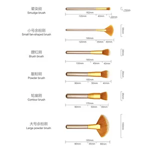 Wholesale 13pcs champagne makeup brushes with soft bristles