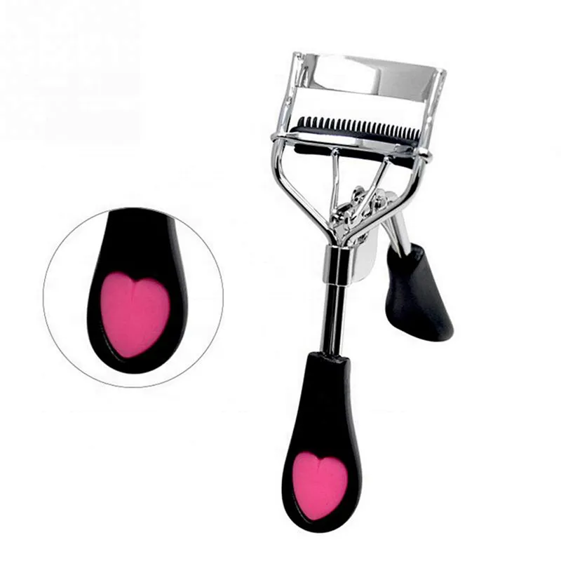 Eyelash Curler With Comb Tweezers Peach Heart Handle Eyelash Clip Cosmetic Beauty Tools