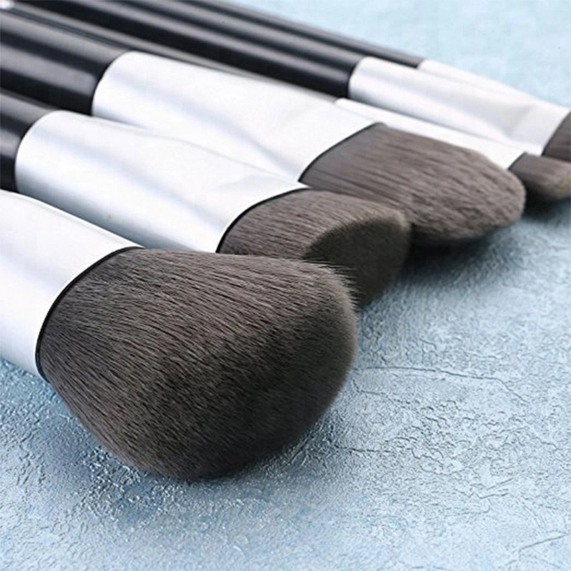 Beautiful 6pcs make up brushes private label black wooden synthetic hair cosmetics makeup brushes set