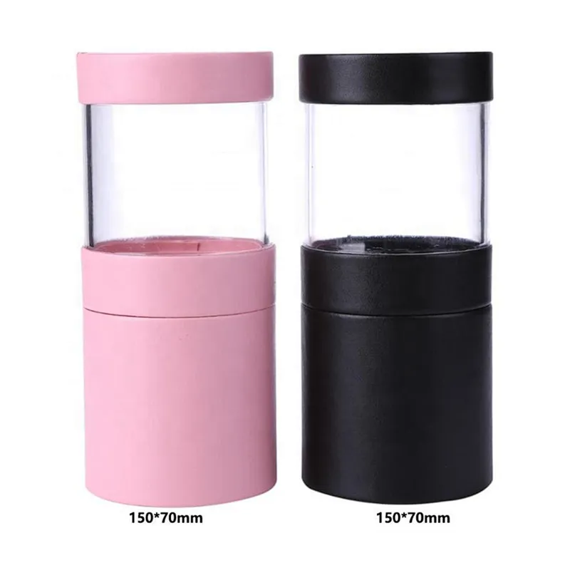 Portable Visible Makeup Brush Holder Simplicity Two Way Cut Double Clasp Travel Cosmetic Brush Storage Cup Case