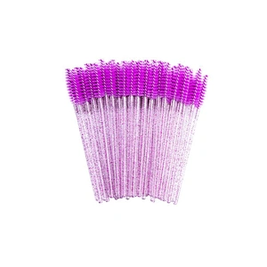 JZG 50pcs/bag Disposable Colorful Red Purple Pink Green Blue Yellow Glitter Mascara Wands Eyelash Brush Glitter Mascara Brush