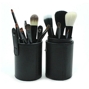 Hot PU leather travel cosmetics portable tools makeup brushes holder